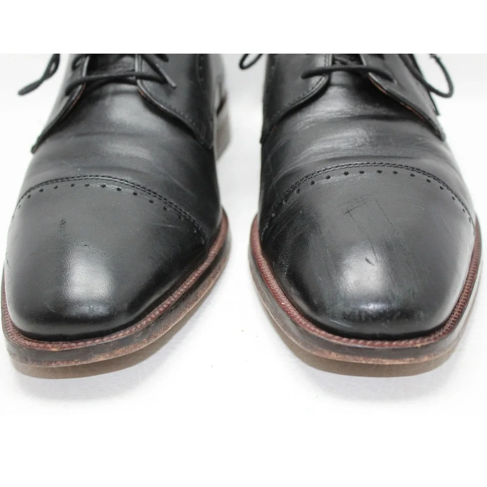 Johnston & Murphy Mens Black Leather Cap Toe‎ Derby Dress Shoes 59-2541 Size 9M